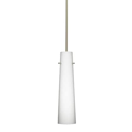 Besa Lighting Camino Stem Pendant, Opal Matte, Satin Nickel Finish, 1x50W Candelabra 1TT-567407-SN